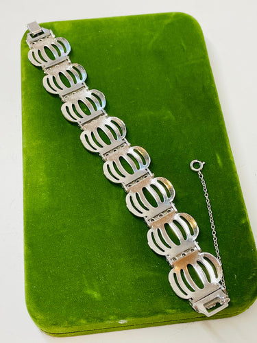 Silver and Rhinestone Bracelet and Earrings set Devil's Details